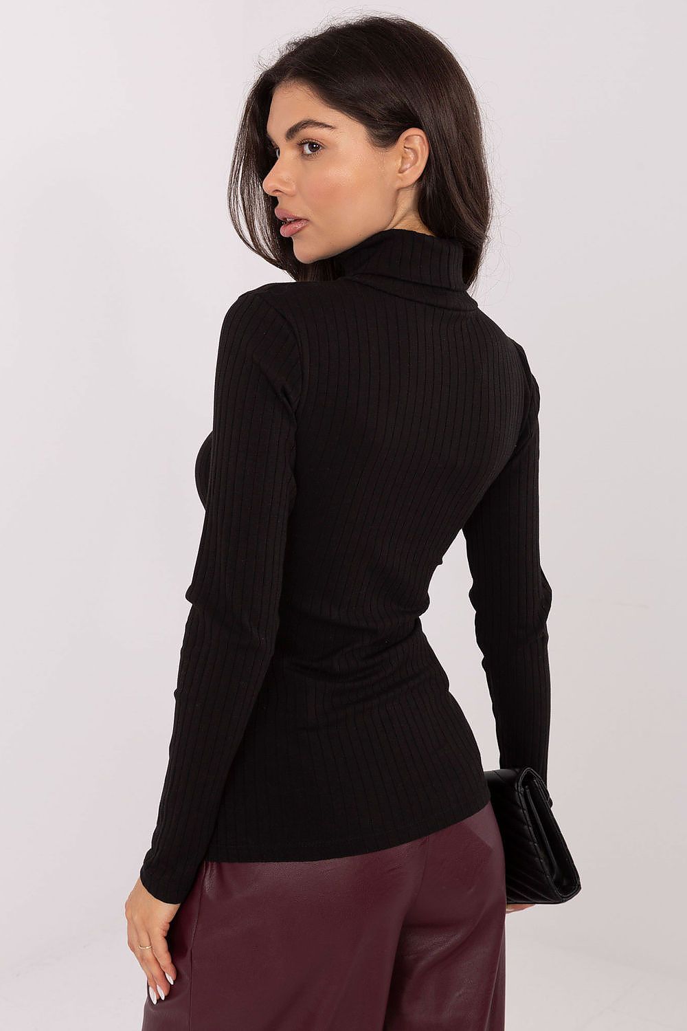Women's Slim Ribbed Cotton Turtleneck Sweater - Guocali