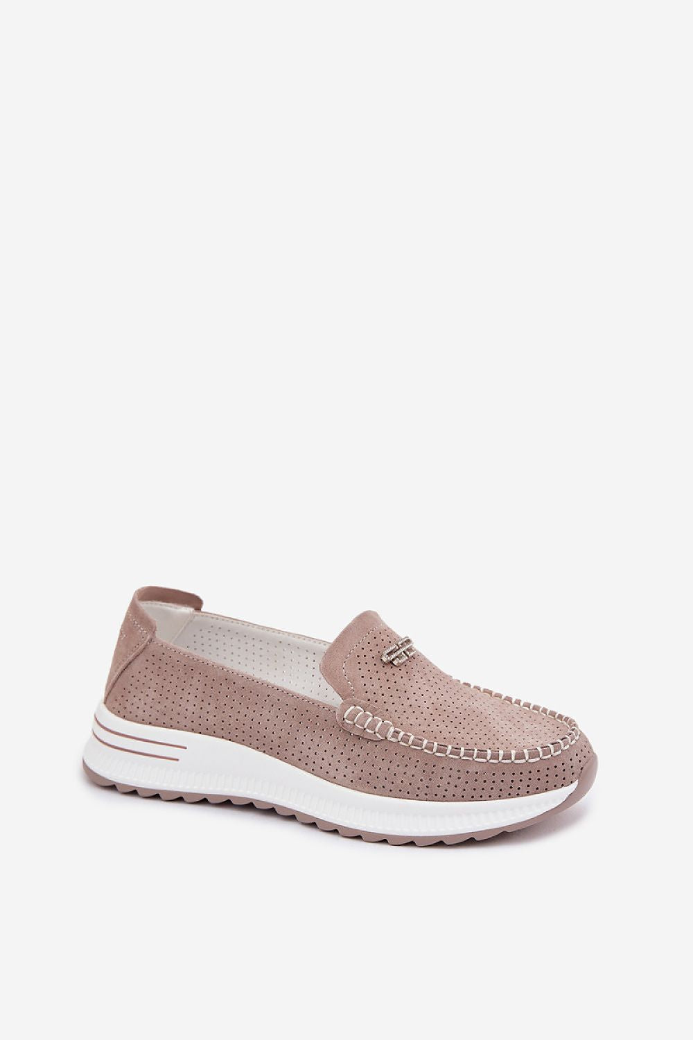 Women's Suede Leather Platform Moccasins – Beige – Moccasins | GUOCALI – view 2