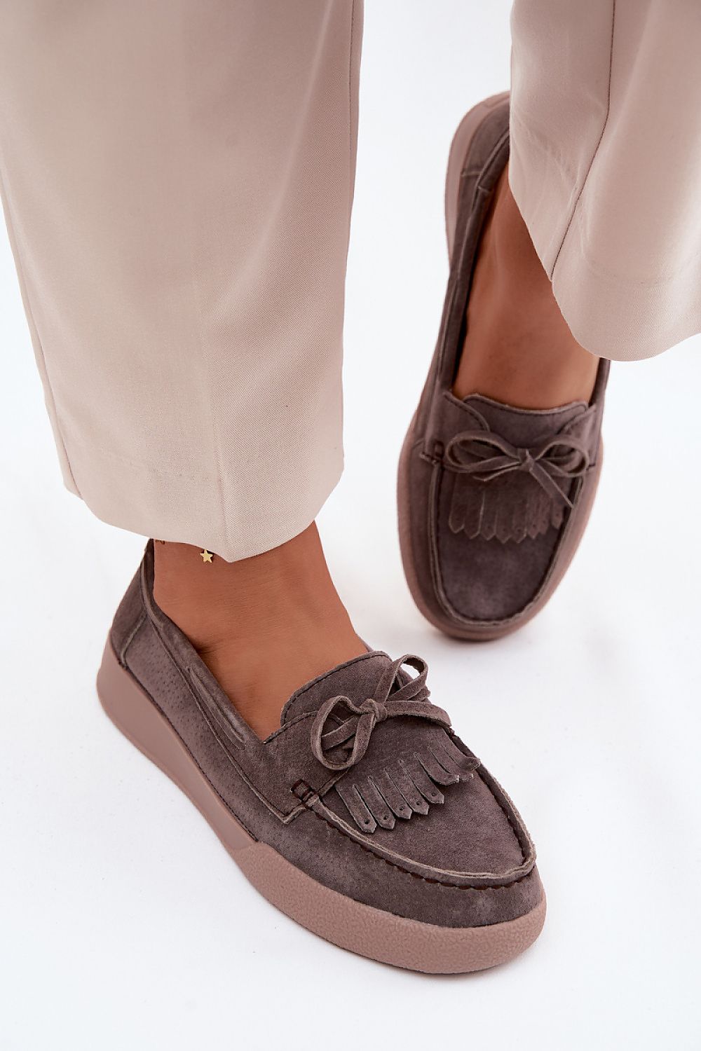 Women's Suede Platform Moccasins – Brown – Moccasins | GUOCALI – view 3