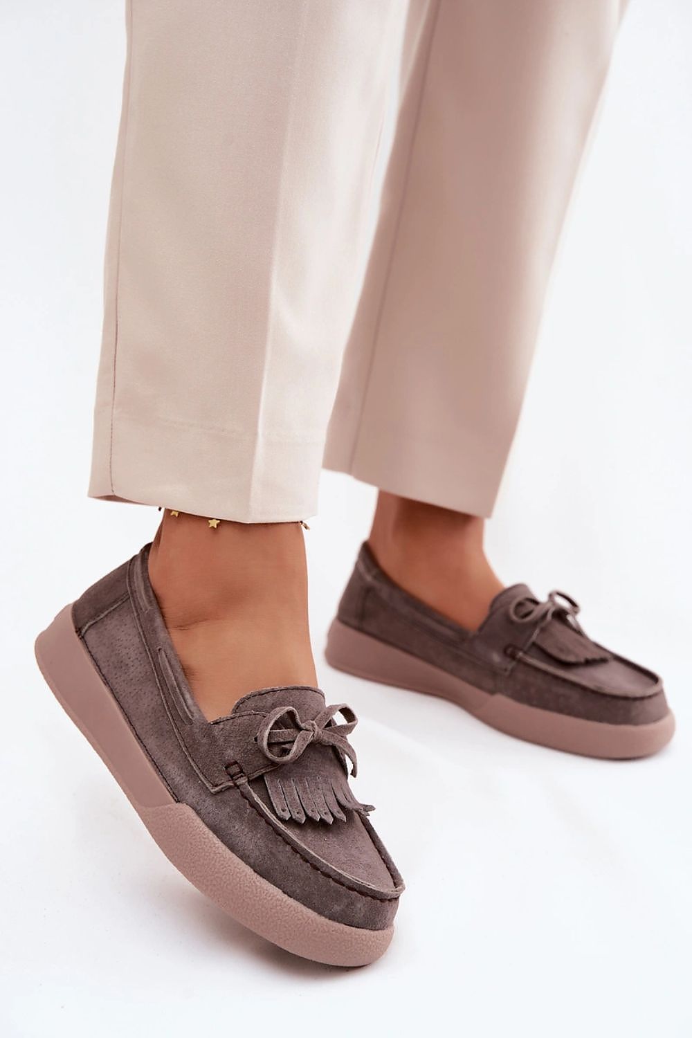 Women's Suede Platform Moccasins – Brown – Moccasins | GUOCALI – view 4