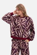 Women's Sweatshirt Animal Print Brushed Knit Crew Neck – Sweatshirt | GUOCALI