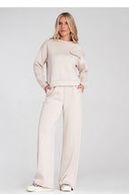 Women's sweatshirt beige crew neck regular fit side view
