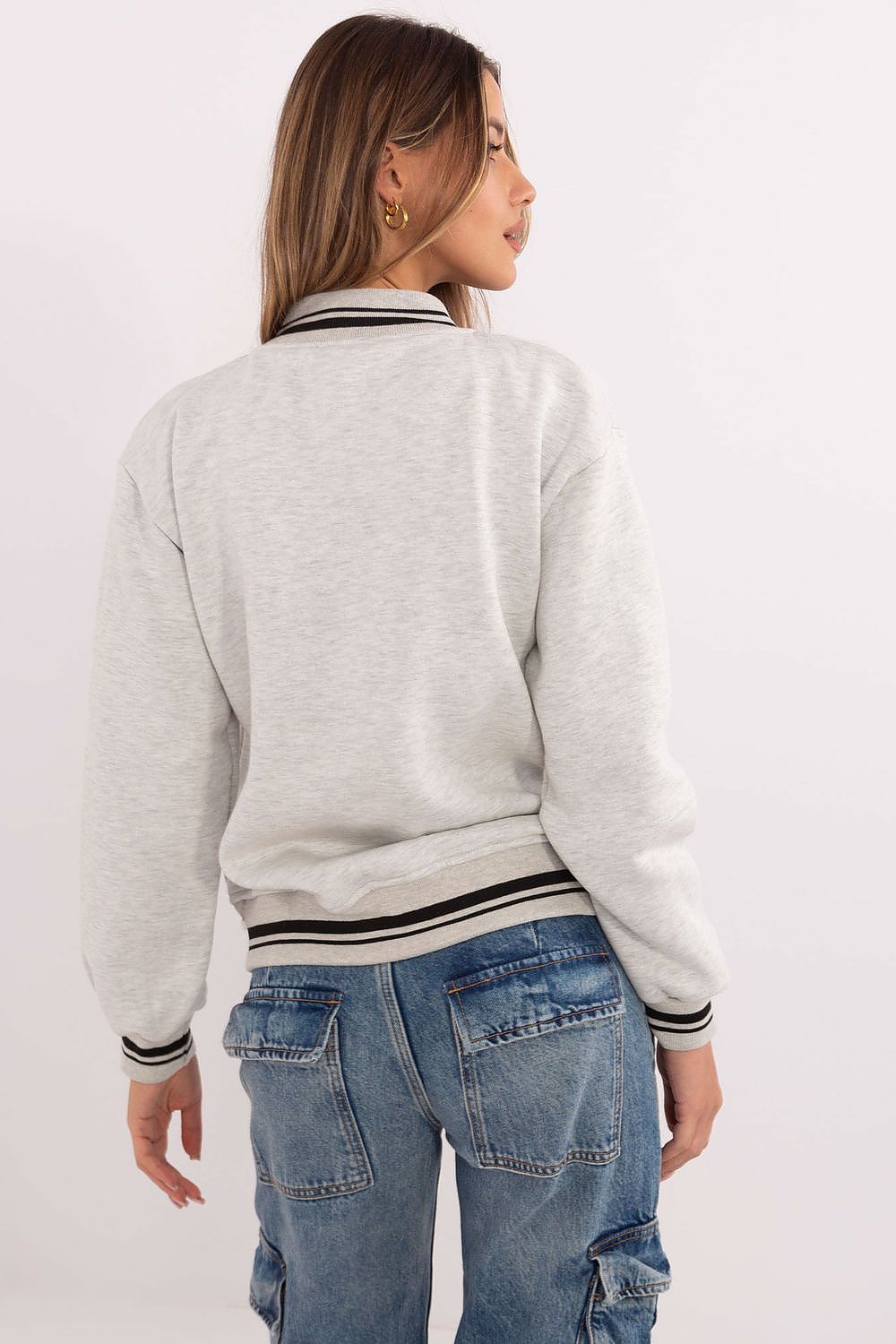 Women's Sweatshirt Collarless Button Front Letter Print – Sweatshirt | GUOCALI – view 3