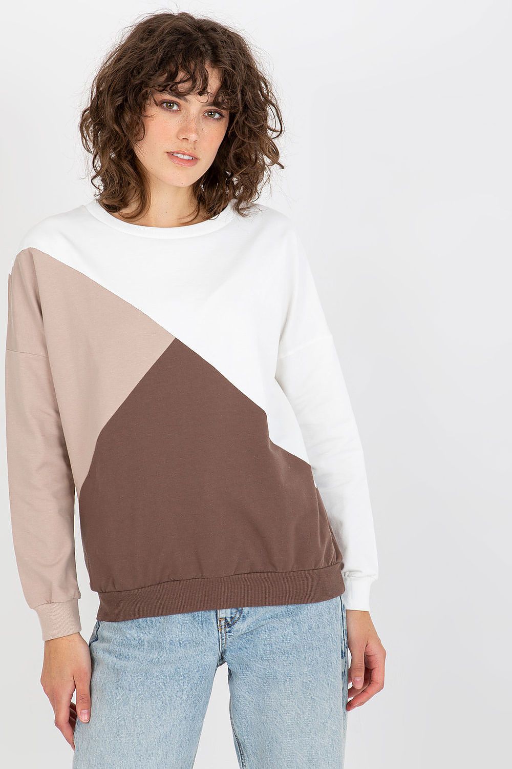 Women's Sweatshirt Color Block Crew Neck Cotton Blend – Sweatshirt | GUOCALI – view 4