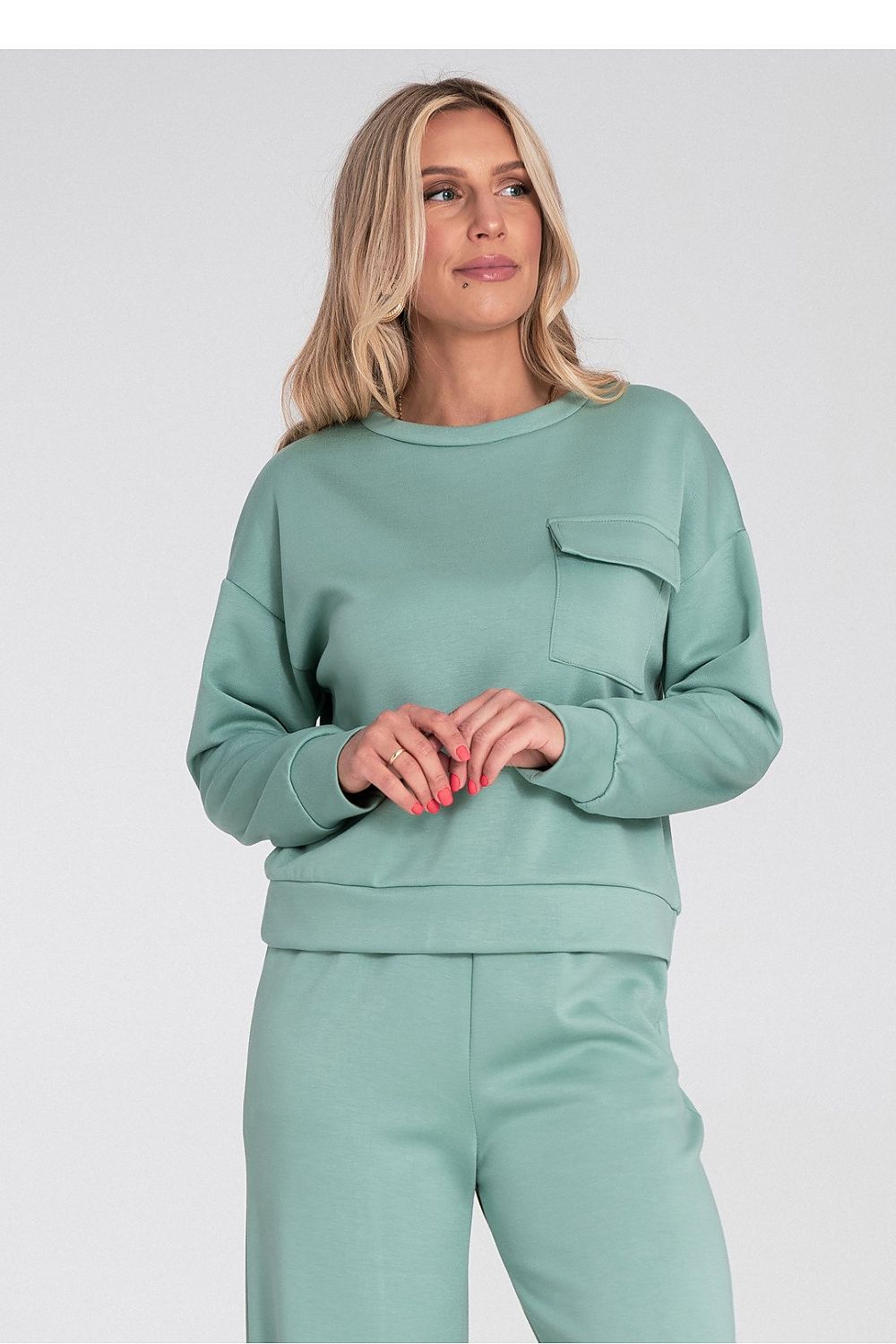 Women's Sweatshirt Crew Neck Chest Flap Pocket – Sweatshirt | GUOCALI – view 2