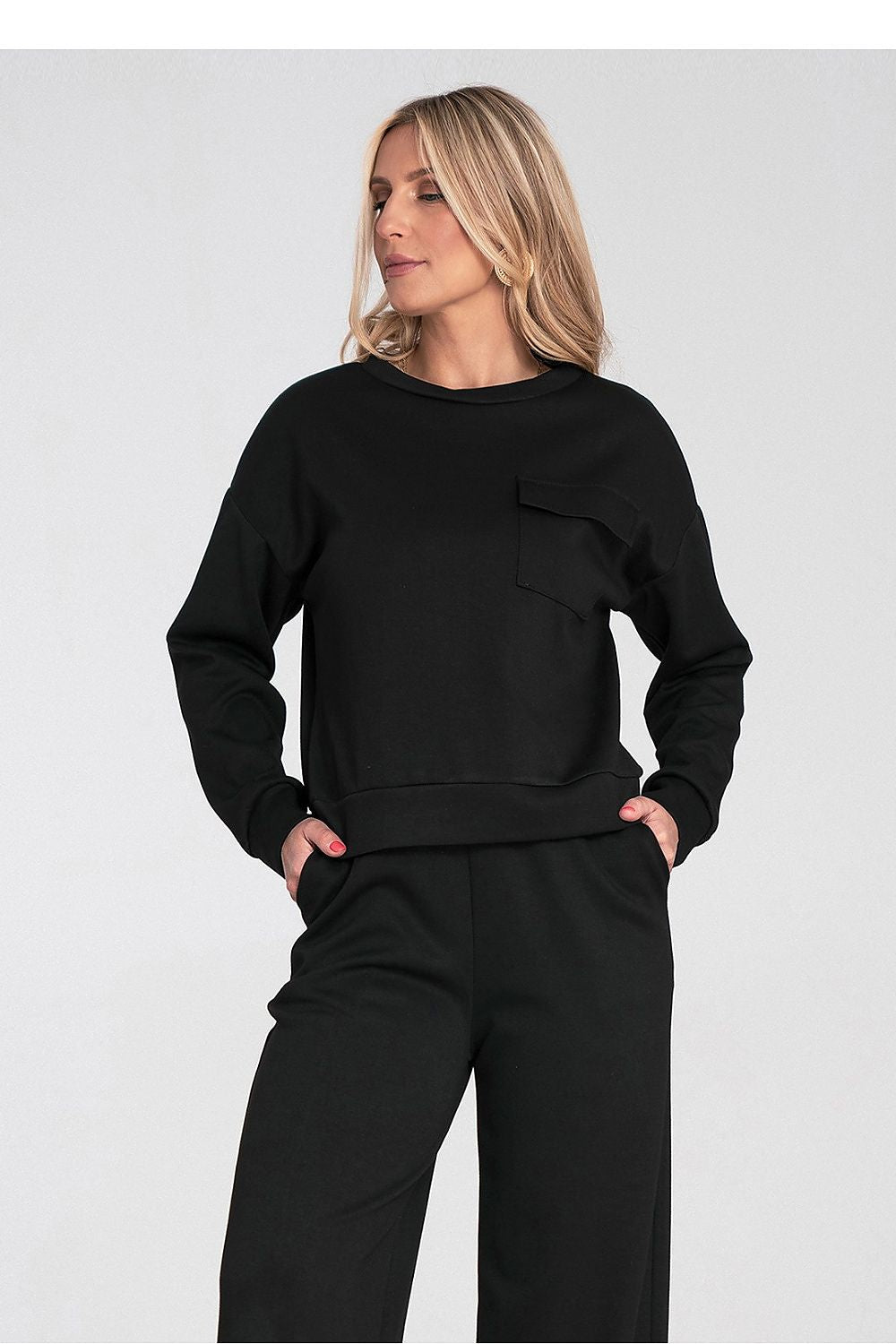 Women's Sweatshirt Crew Neck Chest Flap Pocket – Sweatshirt | GUOCALI – view 7