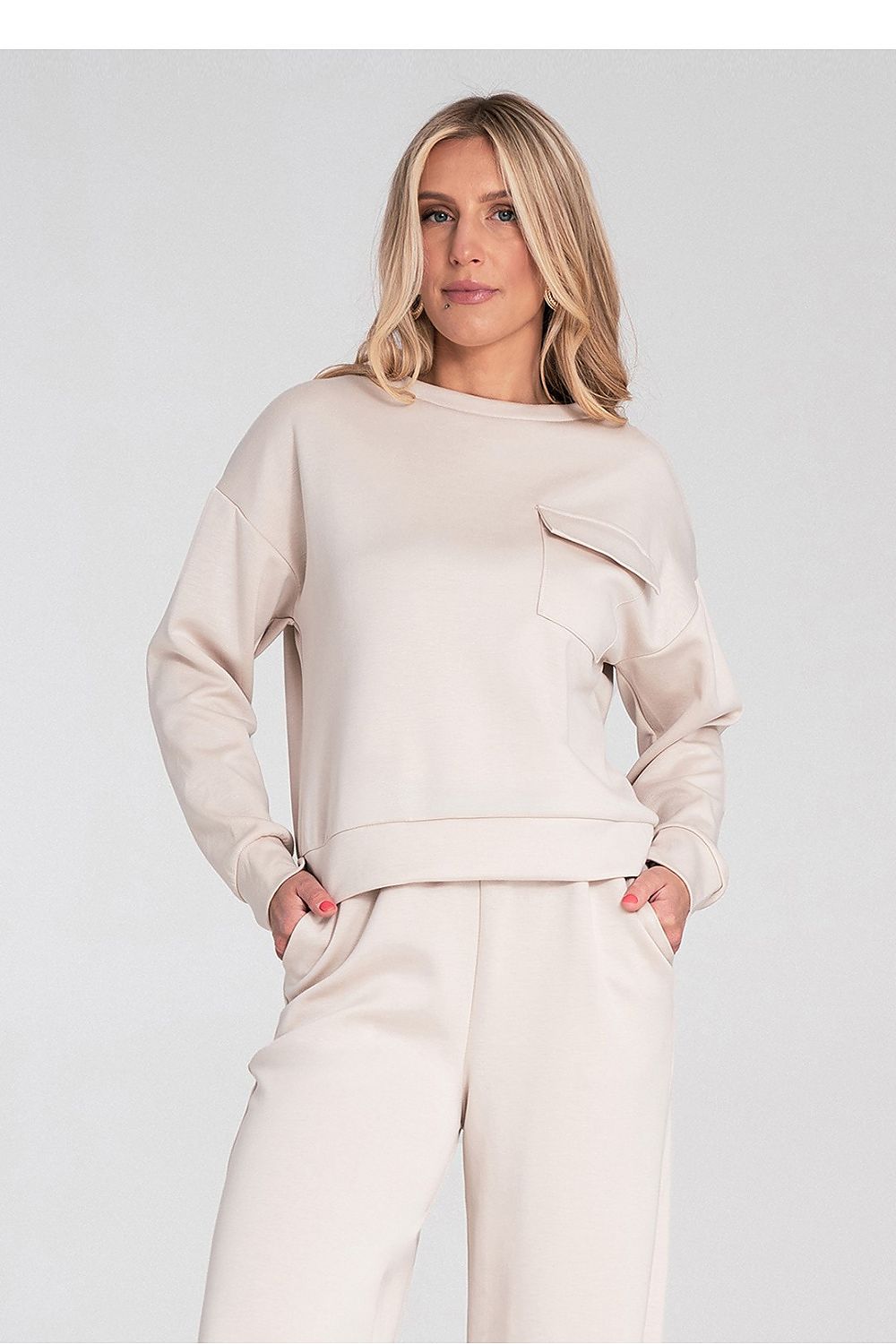 Women's Sweatshirt Crew Neck Chest Flap Pocket – Sweatshirt | GUOCALI – view 8
