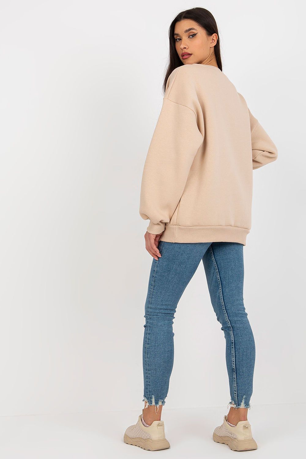 Women's Sweatshirt Crew Neck Chest Stripe Cotton Blend – Sweatshirt | GUOCALI – view 2