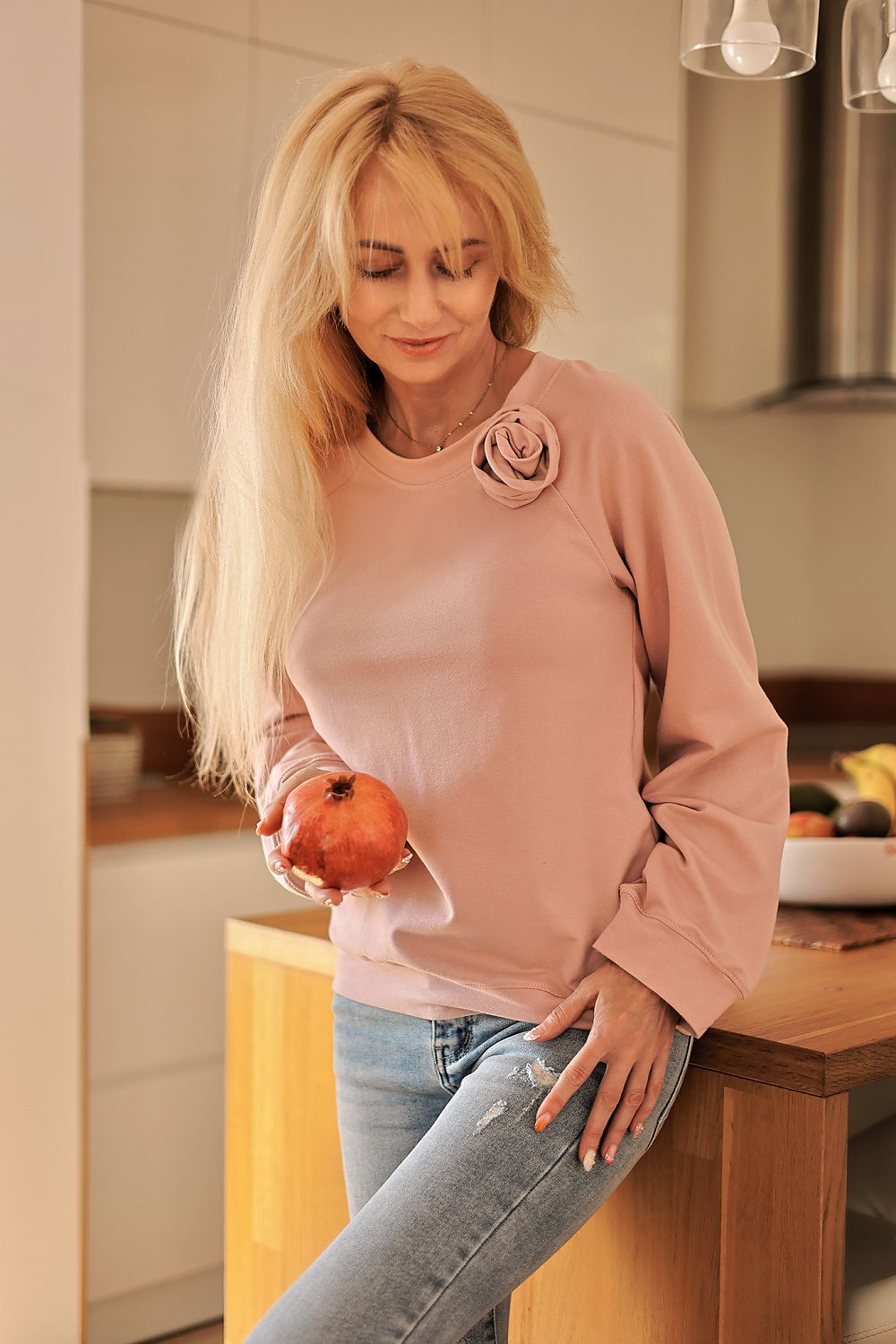 Women's Sweatshirt Crew Neck Detachable Rose Cotton Blend – Sweatshirt | GUOCALI – view 10