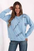 Women's Sweatshirt Crew Neck Embroidered Lettering Cotton Blend – Sweatshirt | GUOCALI