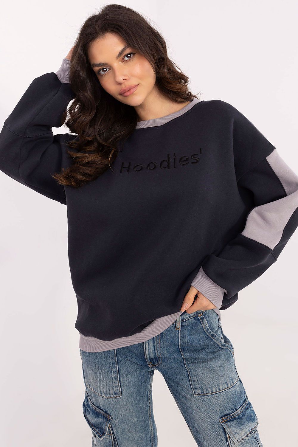 Women's Sweatshirt Crew Neck Embroidered Patches Cotton Blend – Sweatshirt | GUOCALI – view 10
