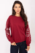 Women's Sweatshirt Crew Neck Embroidered Sleeves Cotton Blend – Sweatshirt | GUOCALI
