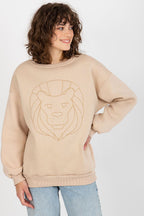 Women's Sweatshirt Crew Neck Front Embroidery Cotton Blend – Sweatshirt | GUOCALI
