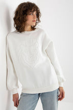 Women's Sweatshirt Crew Neck Front Embroidery Cotton Blend – Sweatshirt | GUOCALI – view 12