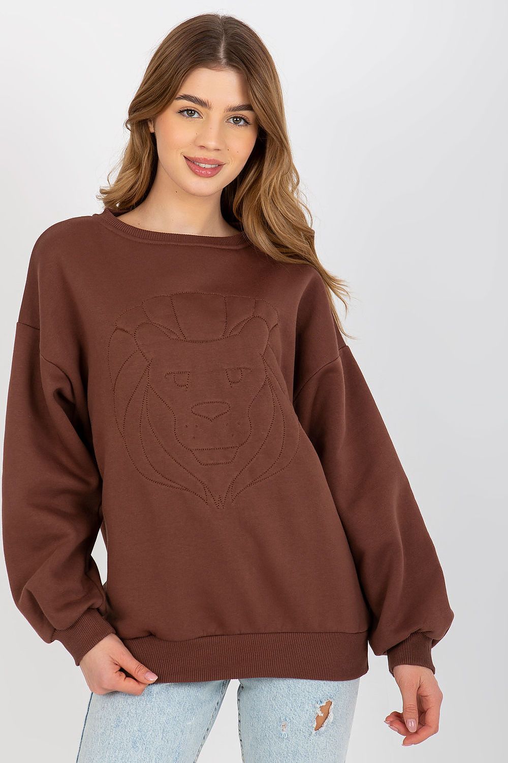 Women's Sweatshirt Crew Neck Front Embroidery Cotton Blend – Sweatshirt | GUOCALI – view 13