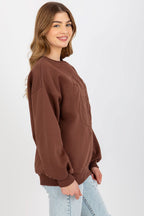 Women's Sweatshirt Crew Neck Front Embroidery Cotton Blend – Sweatshirt | GUOCALI – view 14