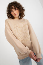 Women's Sweatshirt Crew Neck Front Embroidery Cotton Blend – Sweatshirt | GUOCALI – view 4