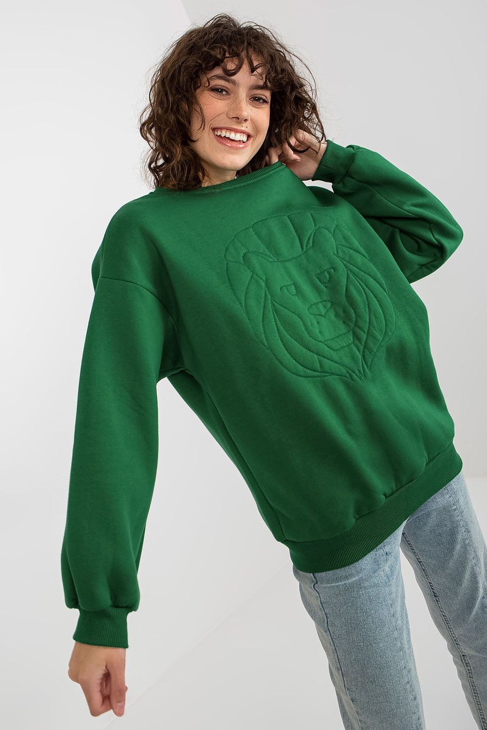 Women's Sweatshirt Crew Neck Front Embroidery Cotton Blend – Sweatshirt | GUOCALI – view 8