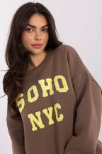 Women's Sweatshirt Crew Neck Front Inscription Cotton Blend – Sweatshirt | GUOCALI – view 4