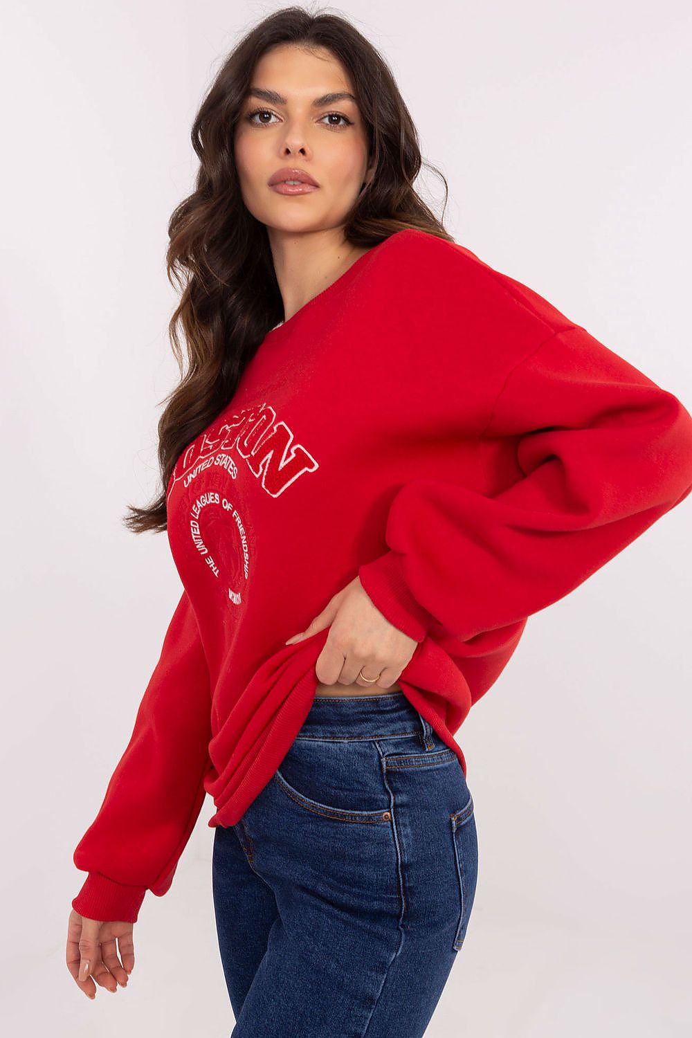 Women's Sweatshirt Crew Neck Graphic Print Patches Cotton Blend – Sweatshirt | GUOCALI – view 2