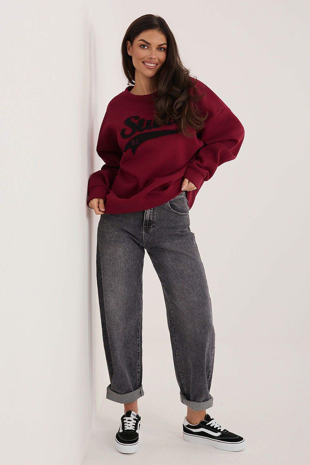 Women's Sweatshirt Crew Neck Graphic Print Stretch Cotton – Sweatshirt | GUOCALI – view 2