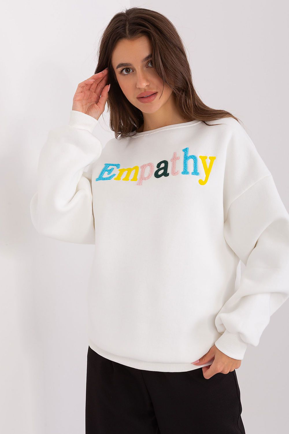 Women's Sweatshirt Crew Neck Letter Print Textured Cotton Blend – Sweatshirt | GUOCALI – view 10
