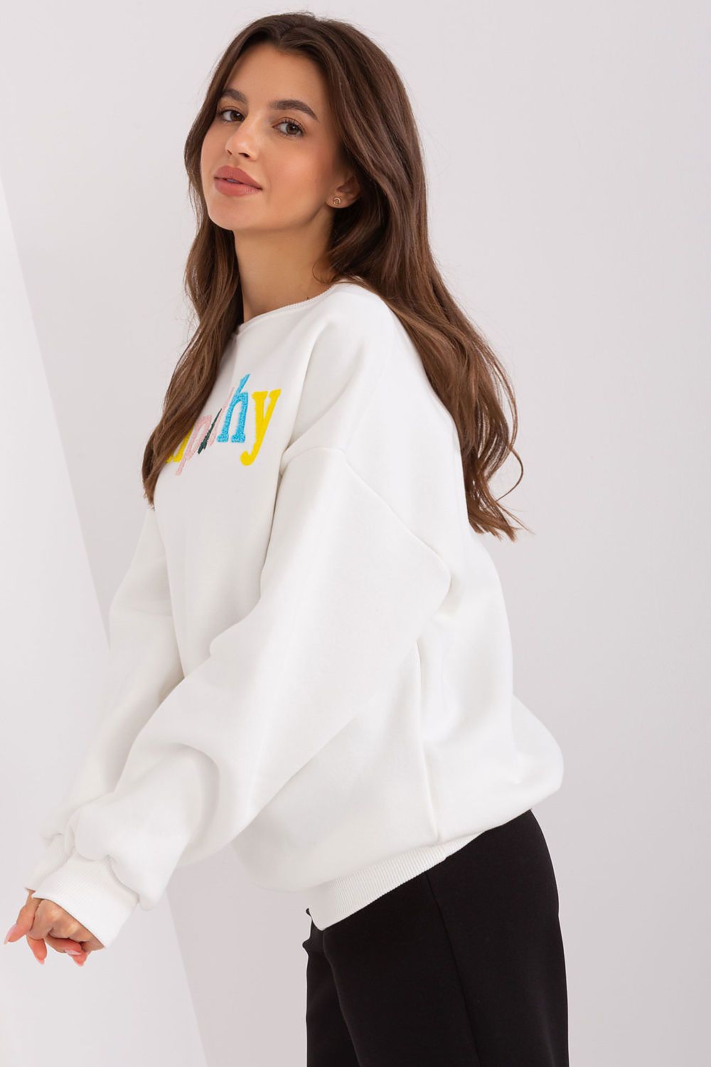 Women's Sweatshirt Crew Neck Letter Print Textured Cotton Blend – Sweatshirt | GUOCALI – view 11