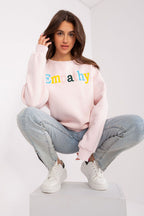 Women's Sweatshirt Crew Neck Letter Print Textured Cotton Blend – Sweatshirt | GUOCALI – view 2