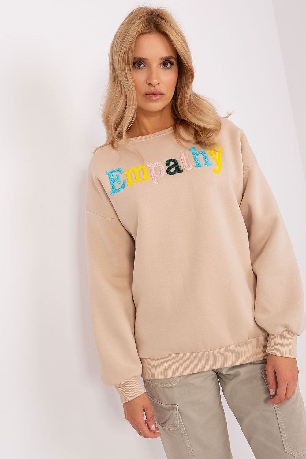 Women's Sweatshirt Crew Neck Letter Print Textured Cotton Blend – Sweatshirt | GUOCALI – view 4