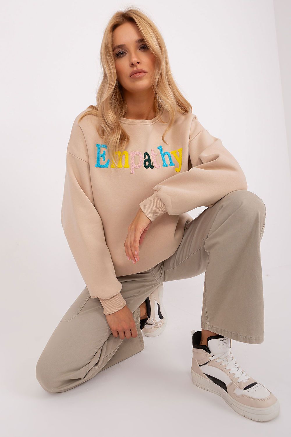 Women's Sweatshirt Crew Neck Letter Print Textured Cotton Blend – Sweatshirt | GUOCALI – view 5