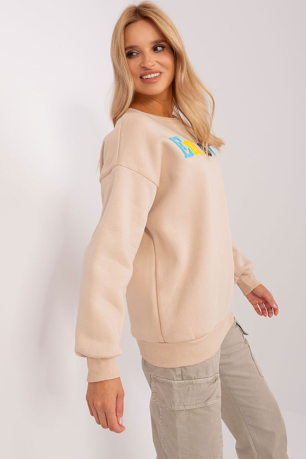 Women's Sweatshirt Crew Neck Letter Print Textured Cotton Blend – Sweatshirt | GUOCALI – view 6