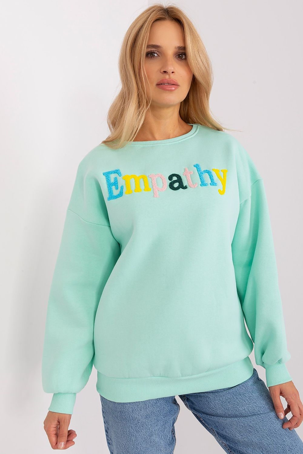 Women's Sweatshirt Crew Neck Letter Print Textured Cotton Blend – Sweatshirt | GUOCALI – view 7