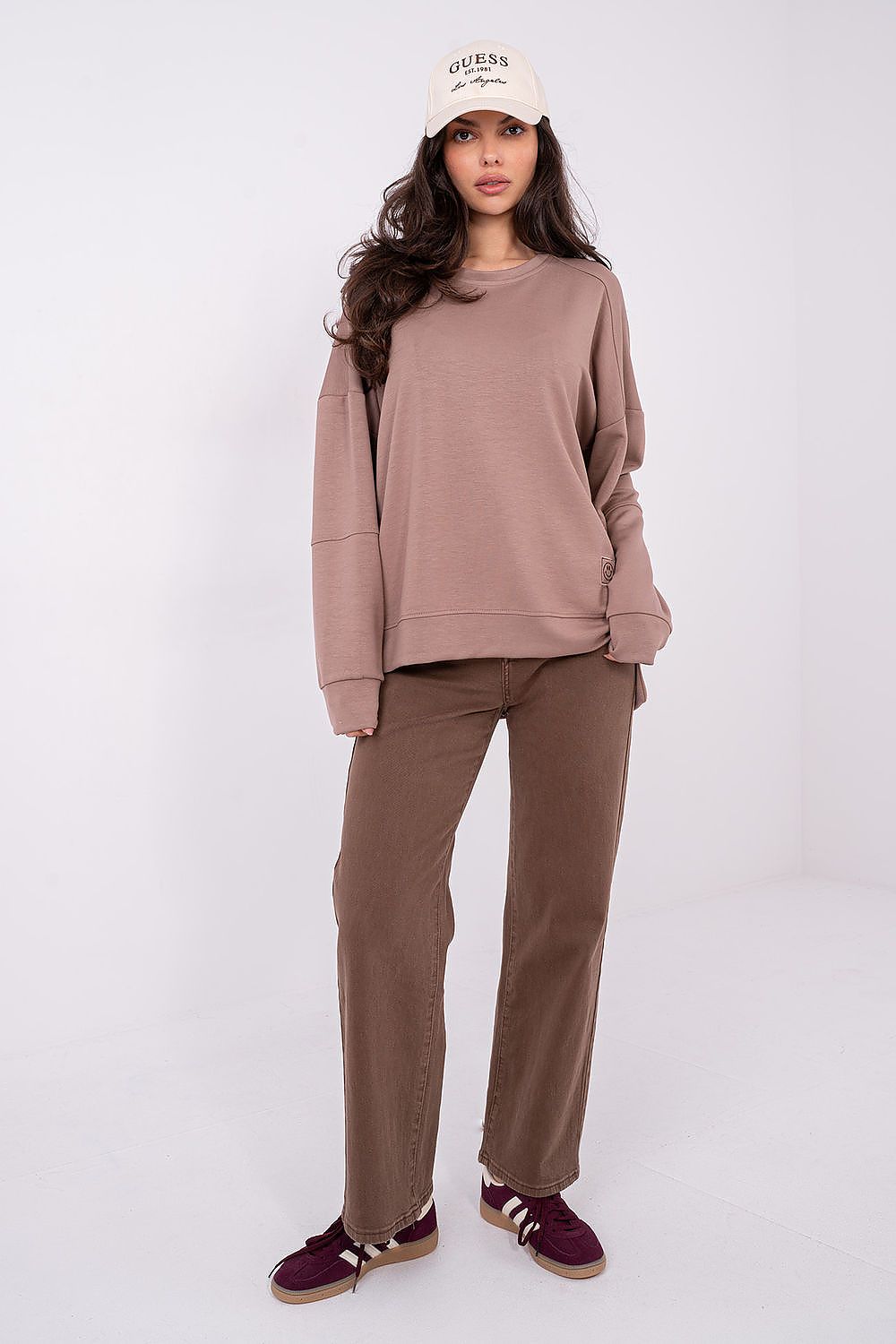 Women's Sweatshirt Crew Neck Loose Fit Viscose Blend – Sweatshirt | GUOCALI – view 9