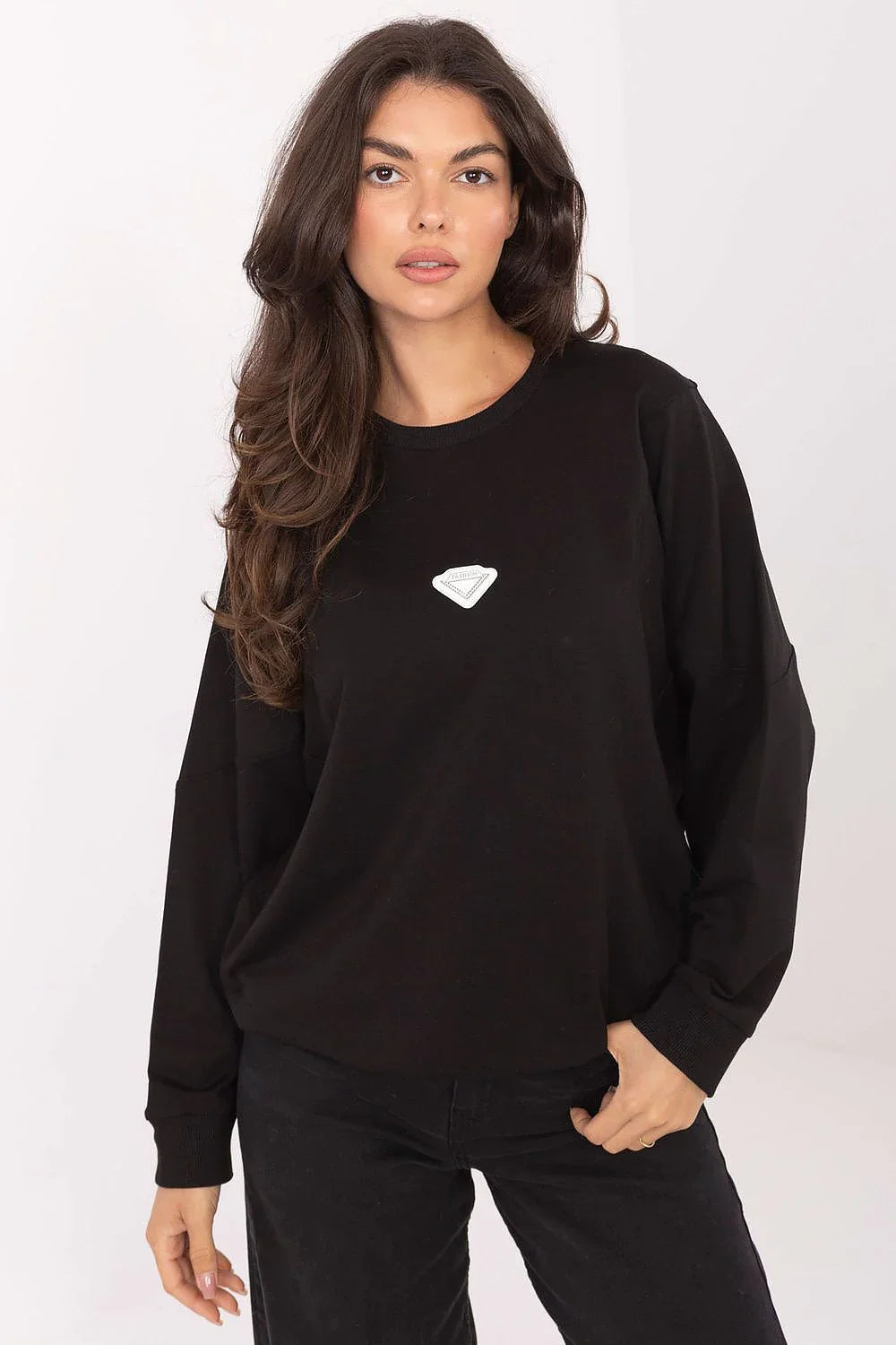 Women's Sweatshirt Crew Neck Minimalist Pullover Cotton Stretch – Sweatshirt | GUOCALI – view 7