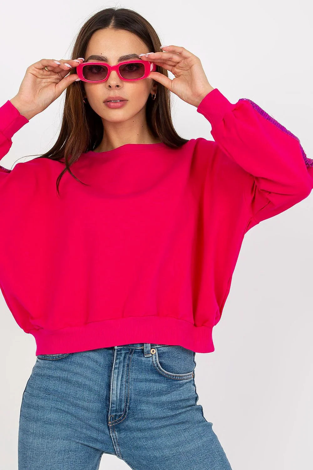Women's Sweatshirt Crew Neck Minimalist Waist Length Stretch Viscose – Sweatshirt | GUOCALI – view 6