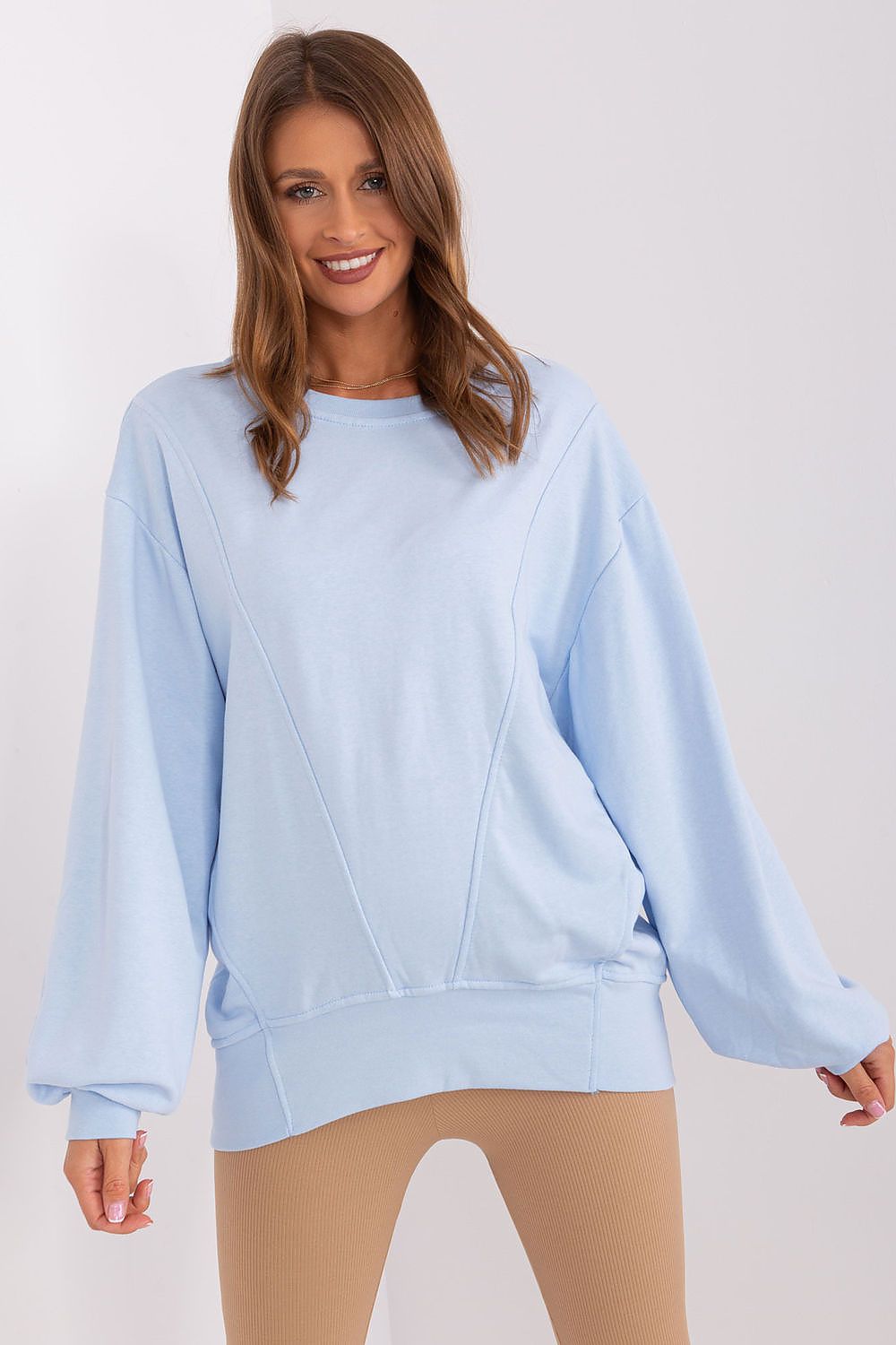 Women's Sweatshirt Crew Neck Oversized Solid Cotton Blend – Sweatshirt | GUOCALI