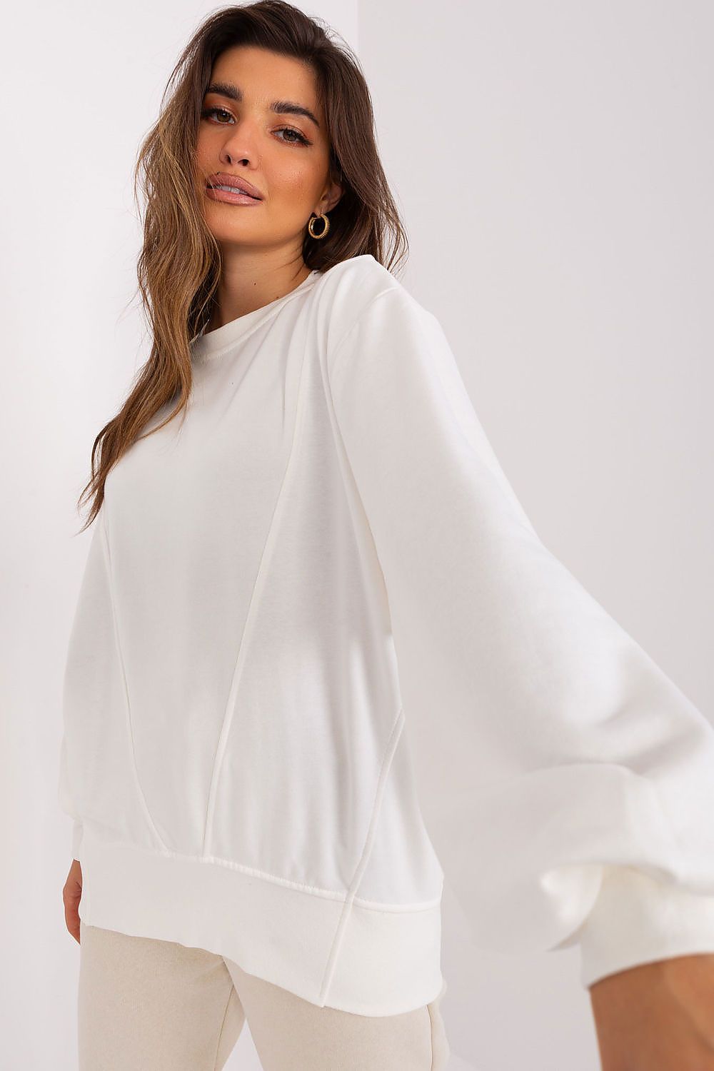 Women's Sweatshirt Crew Neck Oversized Solid Cotton Blend – Sweatshirt | GUOCALI – view 5