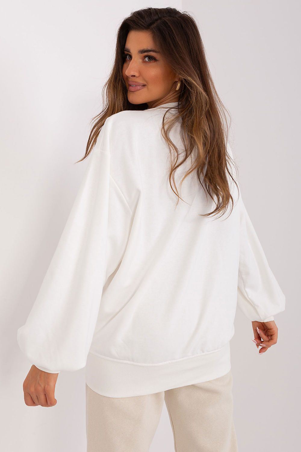 Women's Sweatshirt Crew Neck Oversized Solid Cotton Blend – Sweatshirt | GUOCALI – view 6