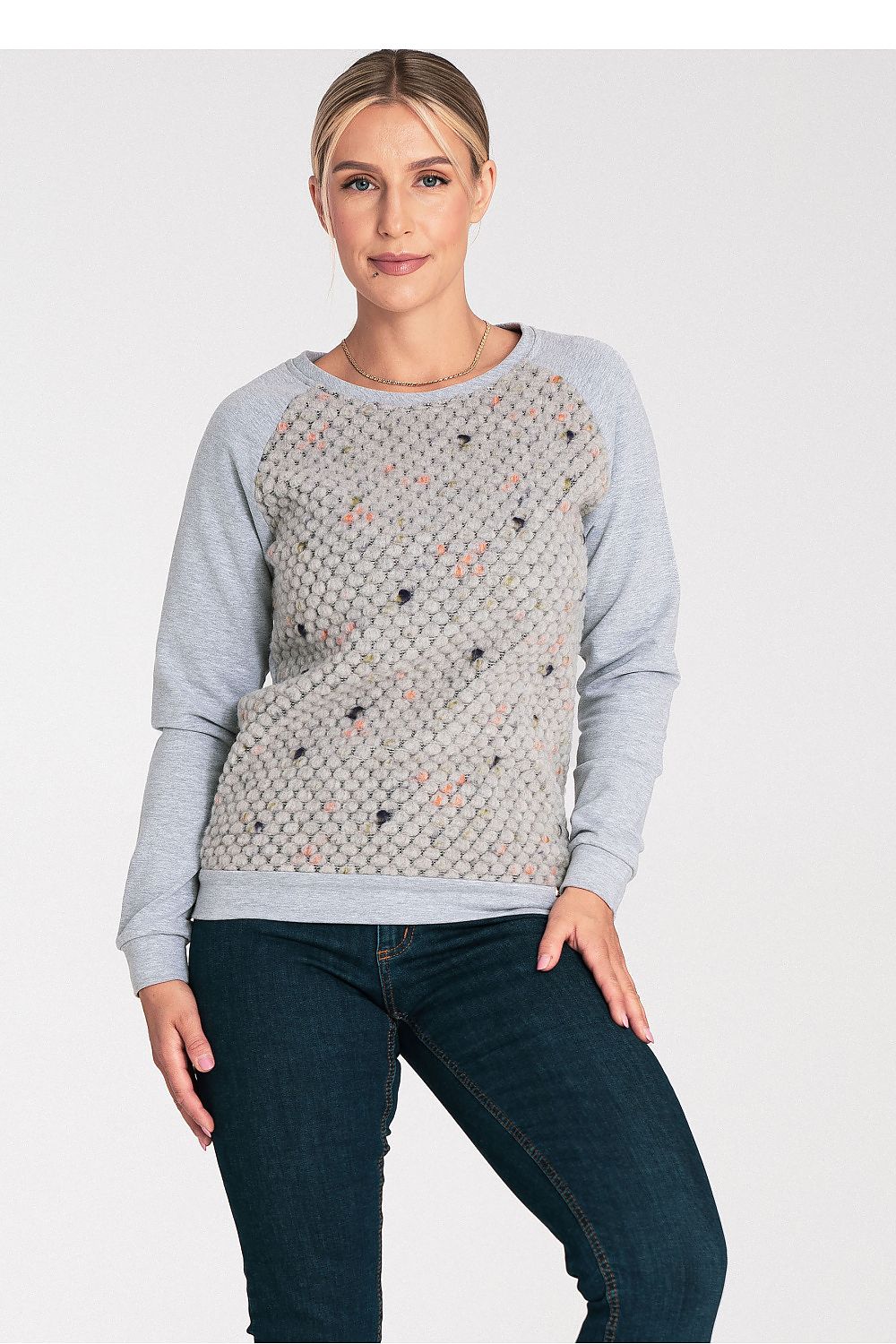 Women's Sweatshirt Crew Neck Raglan Textured Cotton – Sweatshirt | GUOCALI