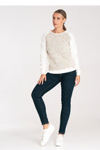 Women's Sweatshirt Crew Neck Raglan Textured Cotton – Sweatshirt | GUOCALI – view 5