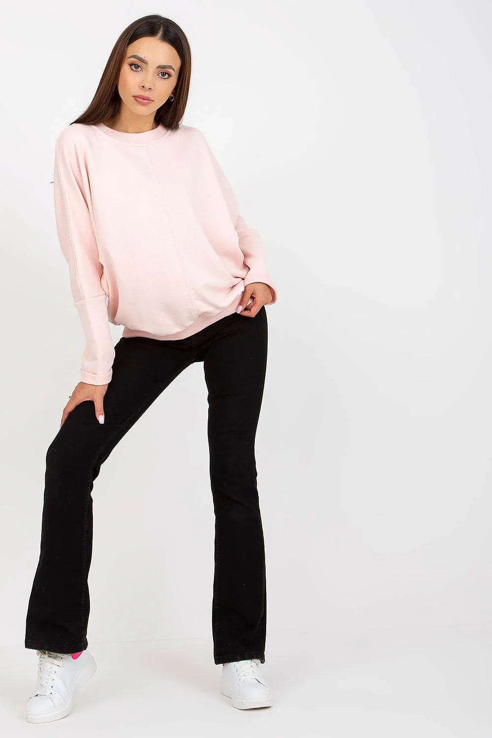 Women's Sweatshirt Crew Neck Relaxed Fit Minimalist Cotton – Sweatshirt | GUOCALI – view 2