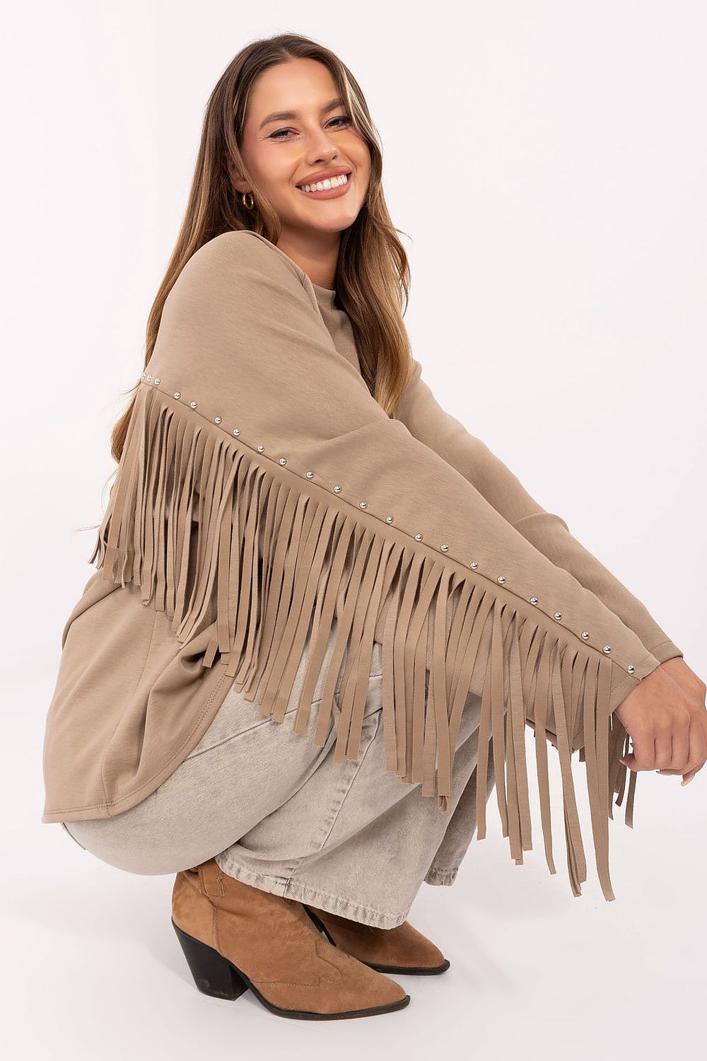 Women's Sweatshirt Crew Neck Relaxed Viscose Blend – Sweatshirt | GUOCALI – view 5