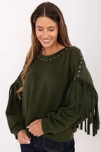 Women's sweatshirt Crew Neck Waist Length Viscose Polyester Blend – main view