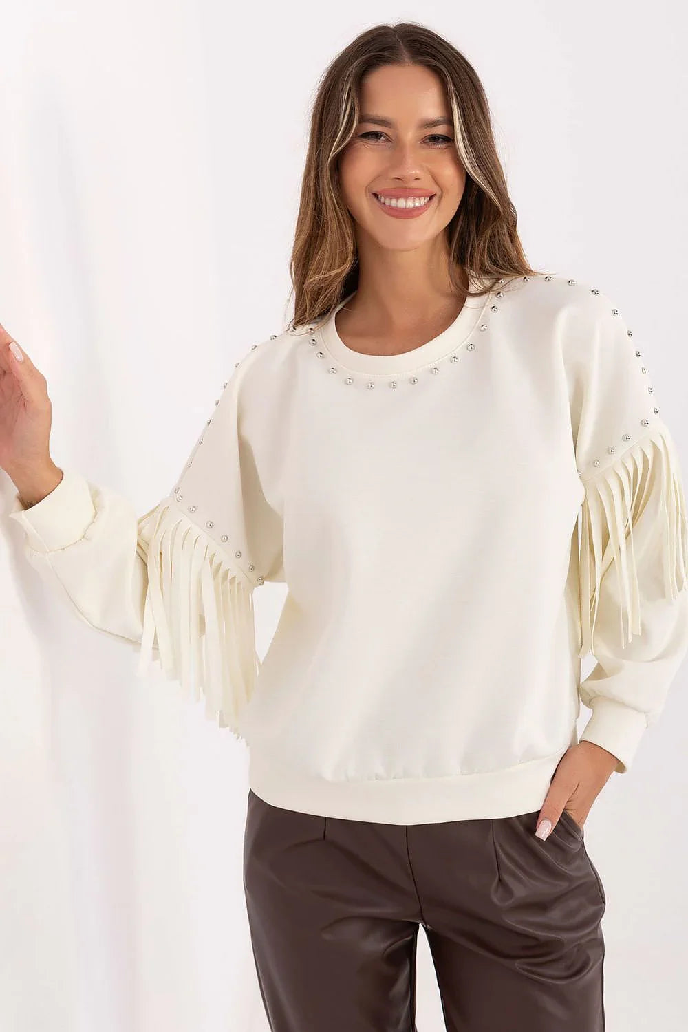 Women's Sweatshirt Crew Neck Waist Length Viscose Polyester Blend – Sweatshirt | GUOCALI – view 17