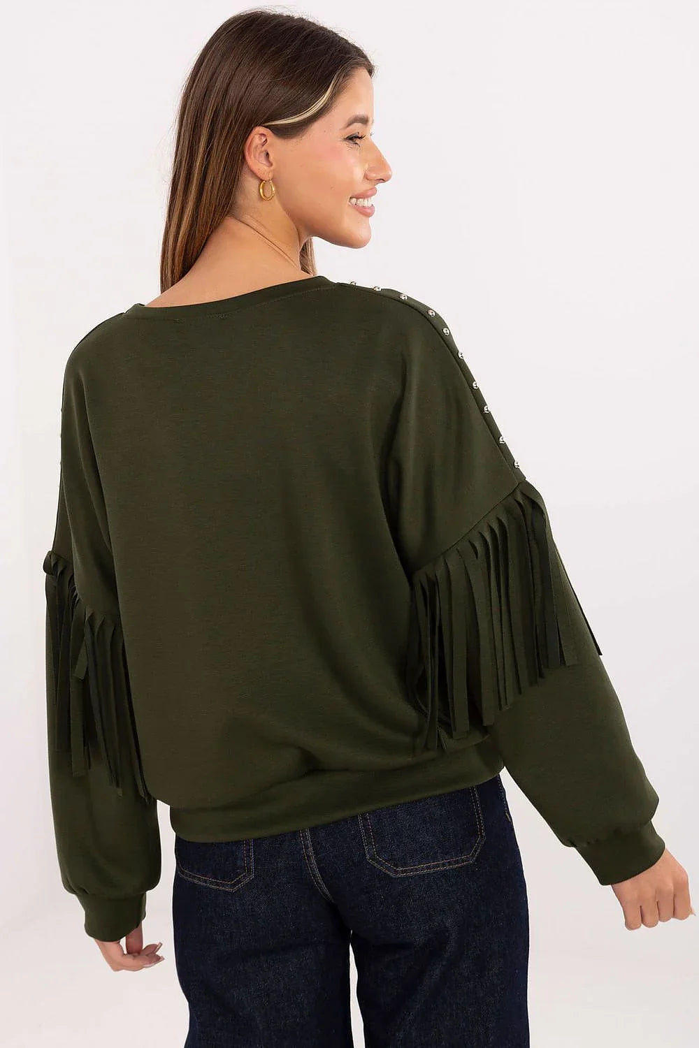 Women's Sweatshirt Crew Neck Waist Length Viscose Polyester Blend – Sweatshirt | GUOCALI – view 3