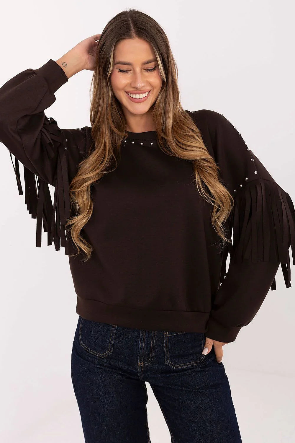 Women's Sweatshirt Crew Neck Waist Length Viscose Polyester Blend – Sweatshirt | GUOCALI – view 8