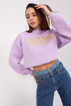 Women's Sweatshirt Crewneck Front Print Textured Cotton Blend – Sweatshirt | GUOCALI – view 5