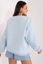 Women's Sweatshirt Crewneck Front Print Textured Cotton Blend – Sweatshirt | GUOCALI – view 9
