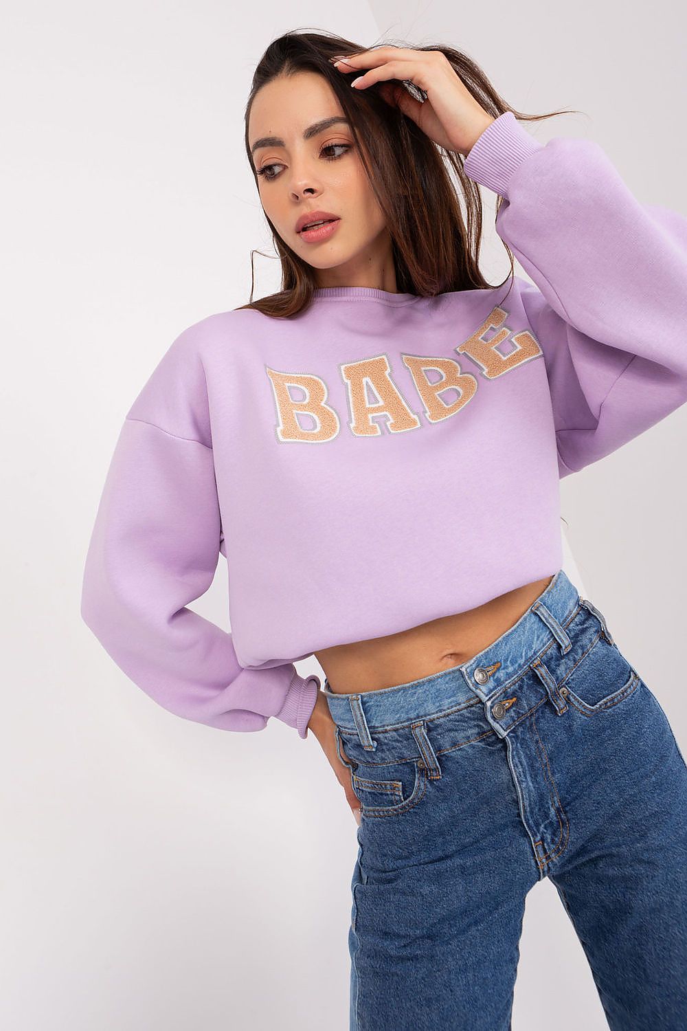 Women's sweatshirt violet textured alternate view