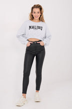 Women's sweatshirt grey crew neck side view